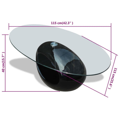 vidaXL Coffee Table | High Gloss Black | Tempered glass, Fiberglass | Medium