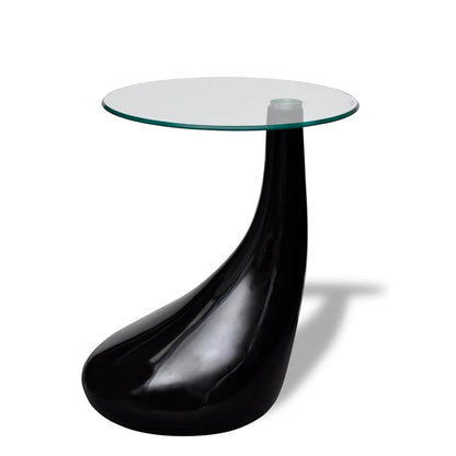 vidaXL Coffee Table | High-Gloss Black | Fiberglass and Tempered Glass | Small
