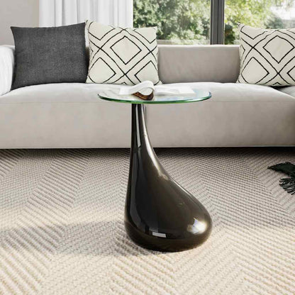 vidaXL Coffee Table | High-Gloss Black | Fiberglass and Tempered Glass | Small