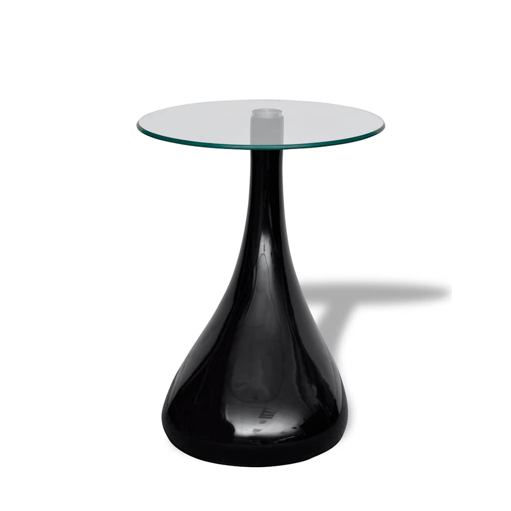 vidaXL Coffee Table | High-Gloss Black | Fiberglass and Tempered Glass | Small