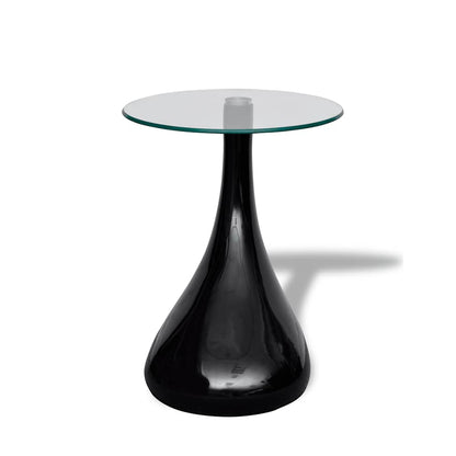 vidaXL Coffee Table | High-Gloss Black | Fiberglass and Tempered Glass | Small