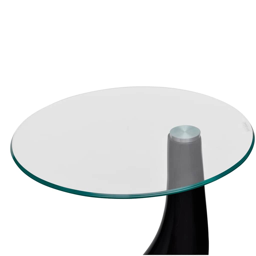 vidaXL Coffee Table | High-Gloss Black | Fiberglass and Tempered Glass | Small