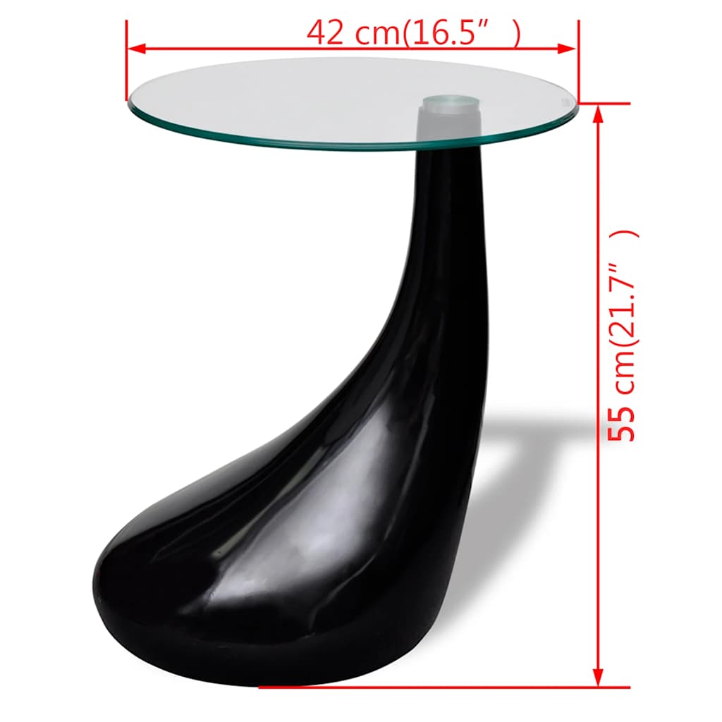 vidaXL Coffee Table | High-Gloss Black | Fiberglass and Tempered Glass | Small