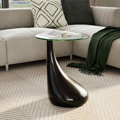 vidaXL Coffee Table | High-Gloss Black | Fiberglass and Tempered Glass | Small