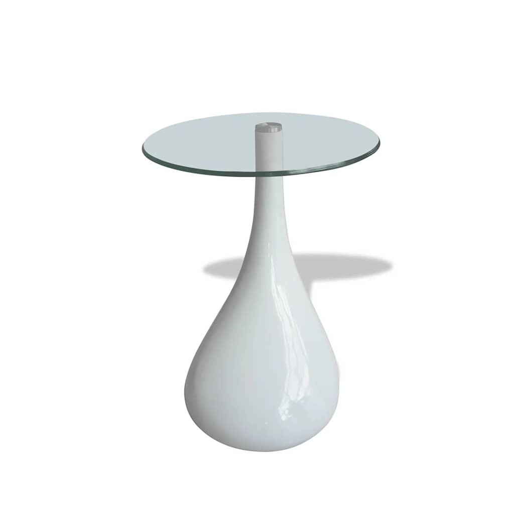 vidaXL Coffee Table 2 pcs with Round Glass Top High Gloss White