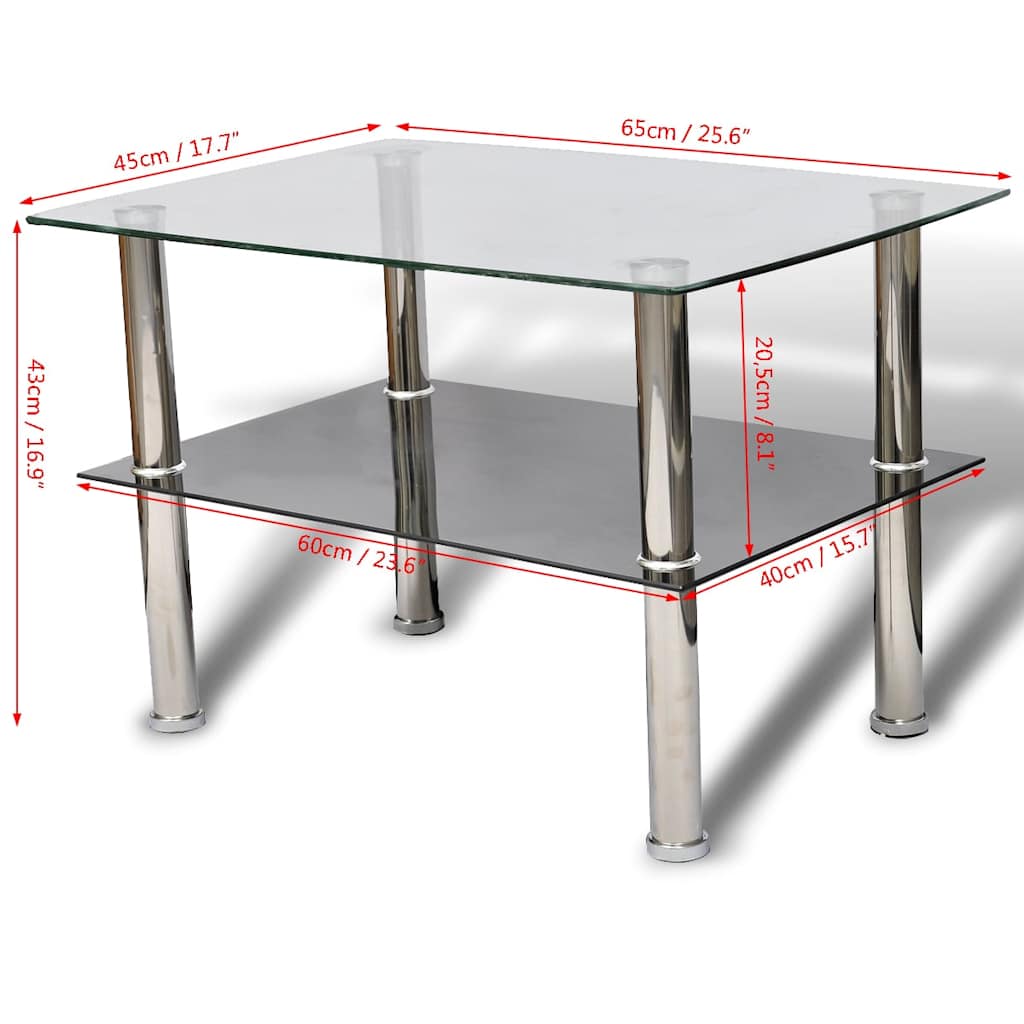 vidaXL Coffee Table Glass 2 Tiers