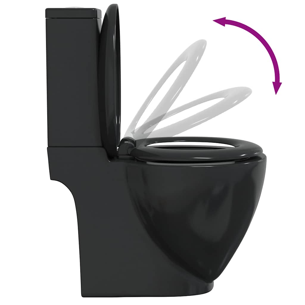 vidaXL Ceramic Toilet Back Water Flow Black