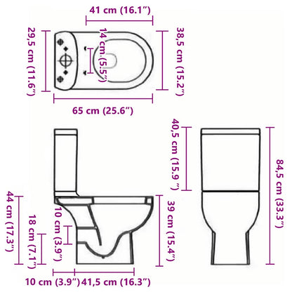 140298 vidaXL Ceramic Toilet Back Water Flow Black