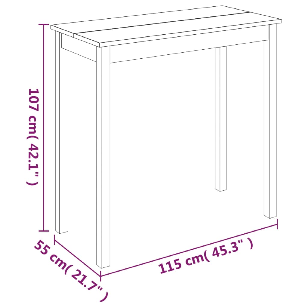 240378 vidaXL Bar Table MDF Black 115x55x107 cm
