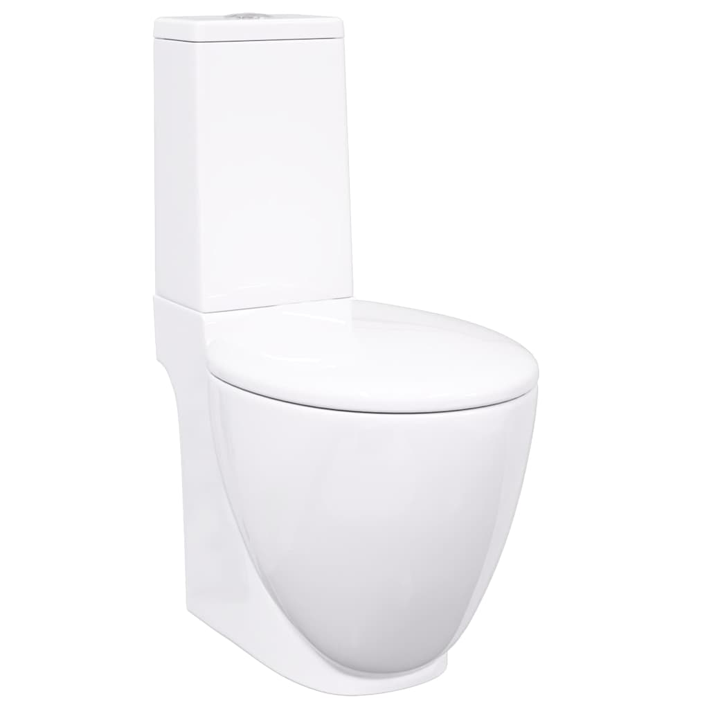 vidaXL Ceramic Toilet Back Water Flow White