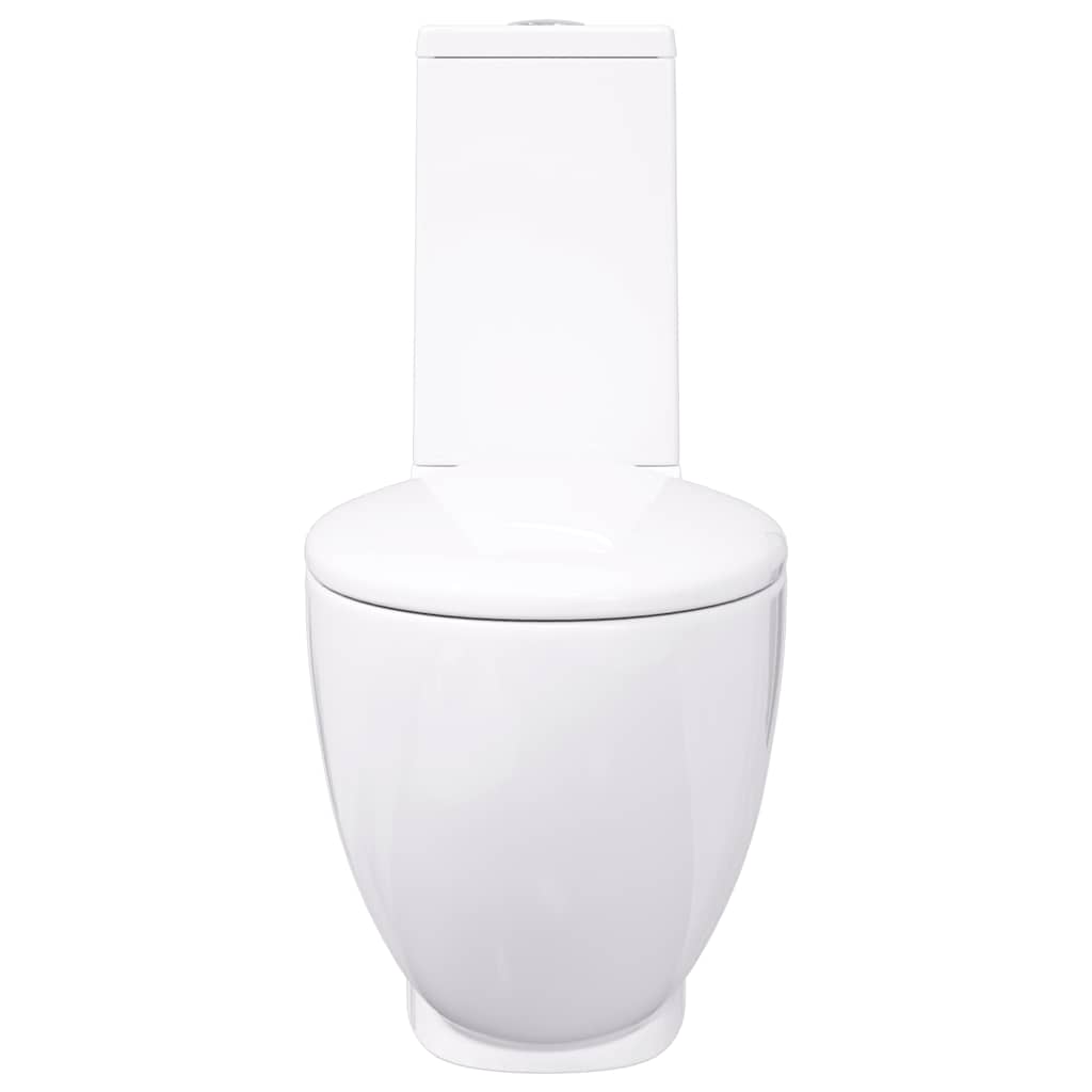 vidaXL Ceramic Toilet Back Water Flow White