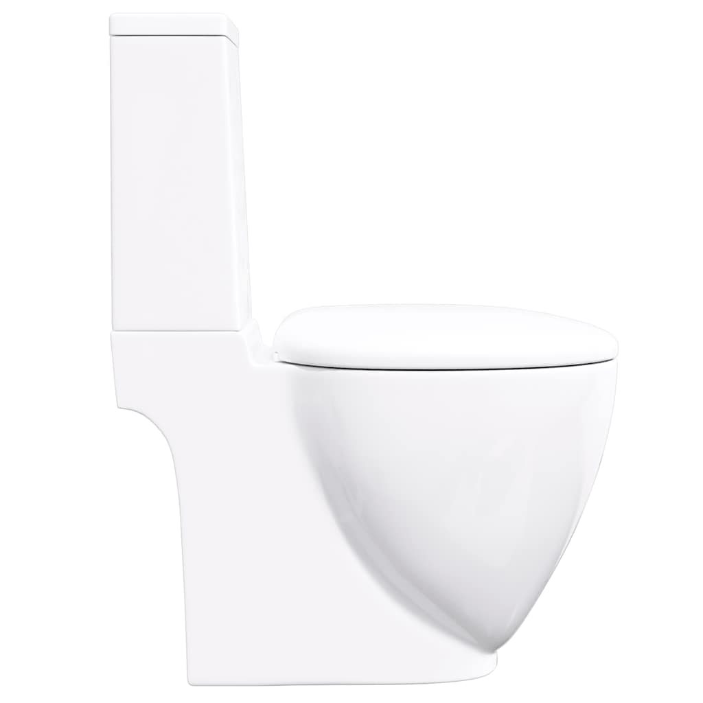 vidaXL Ceramic Toilet Back Water Flow White