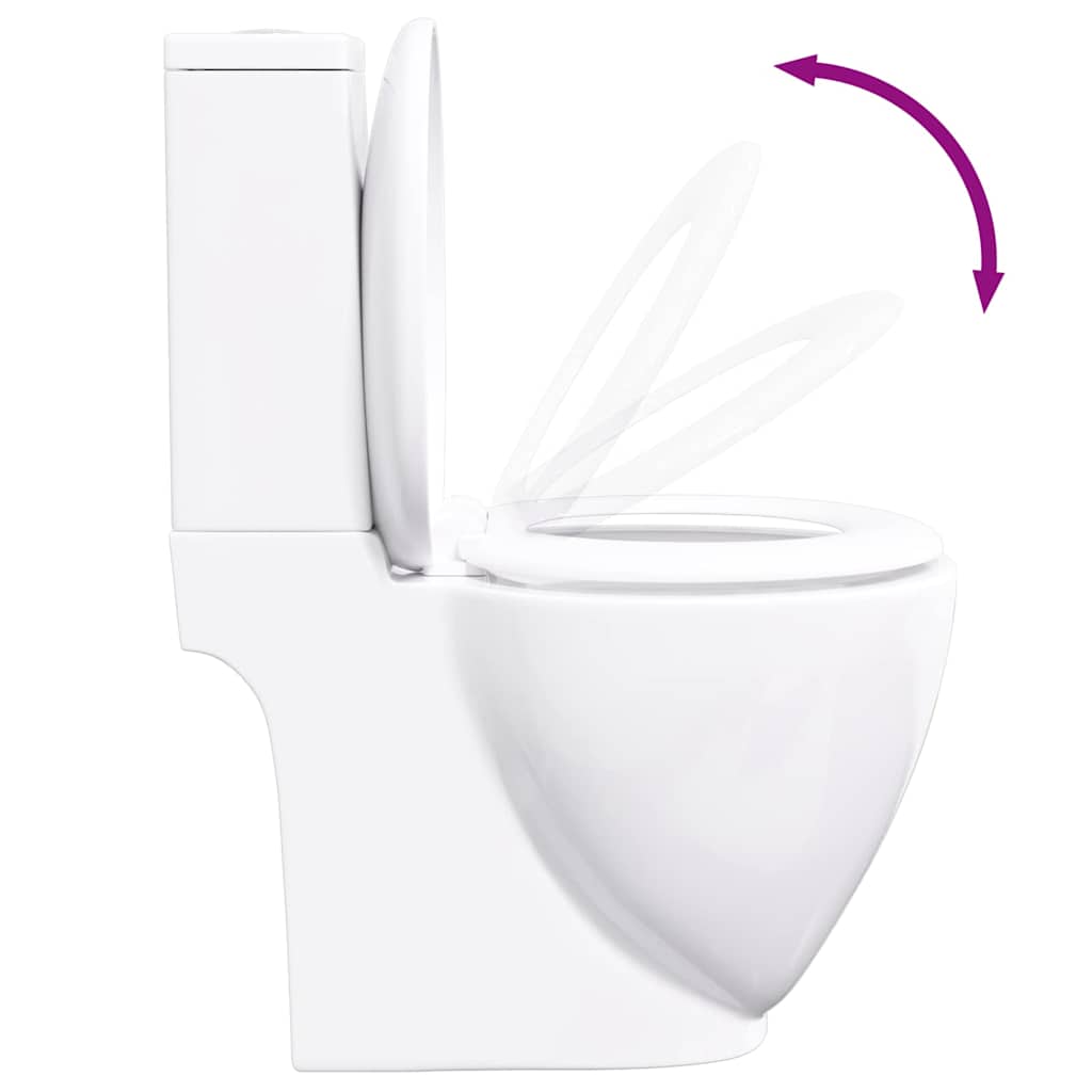 vidaXL Ceramic Toilet Back Water Flow White