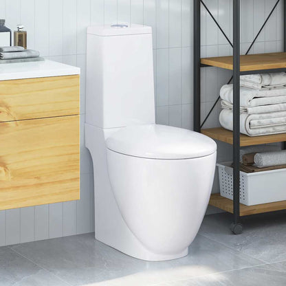 vidaXL Ceramic Toilet Back Water Flow White