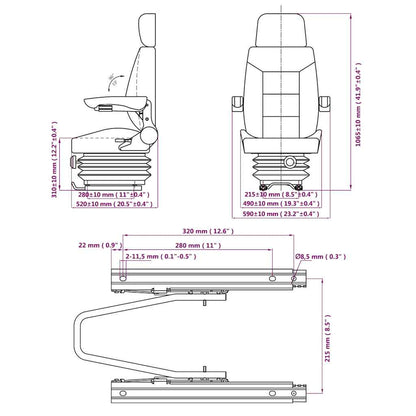 210158 vidaXL Tractor Seat with Suspension