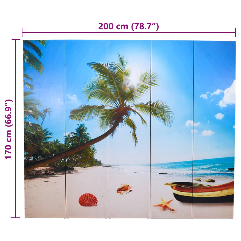 vidaXL Folding Room Divider 200x170 cm Beach