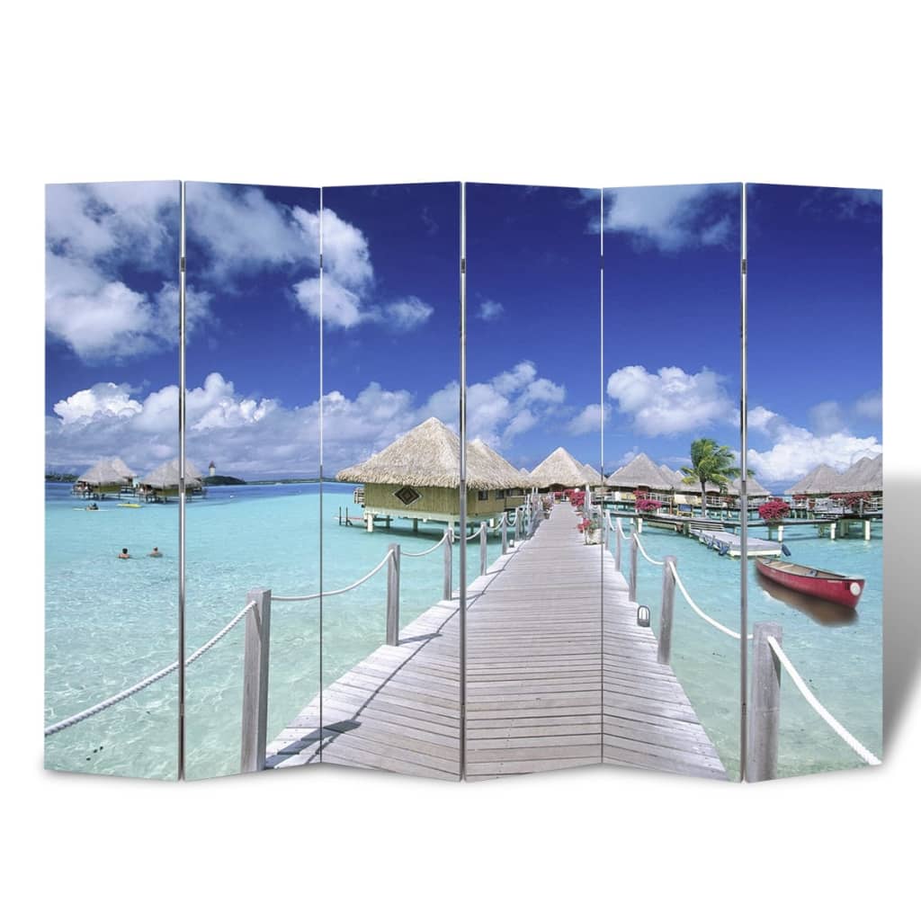 240480 vidaXL Folding Room Divider 217x170 cm Beach
