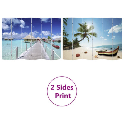 240480 vidaXL Folding Room Divider 217x170 cm Beach