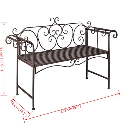 vidaXL Garden Bench | Antique Brown | Steel | 132 cm | Durable
