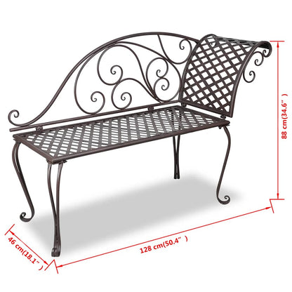 40717 vidaXL Garden Chaise Lounge 128 cm Steel Antique Brown