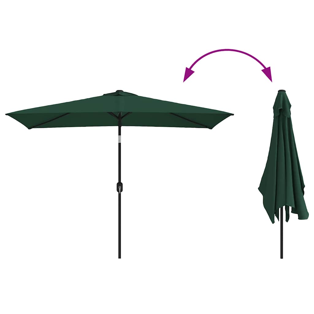 vidaXL Parasol | Green | Polyester, Steel | 200 x 300 cm | Foldable | Parasol