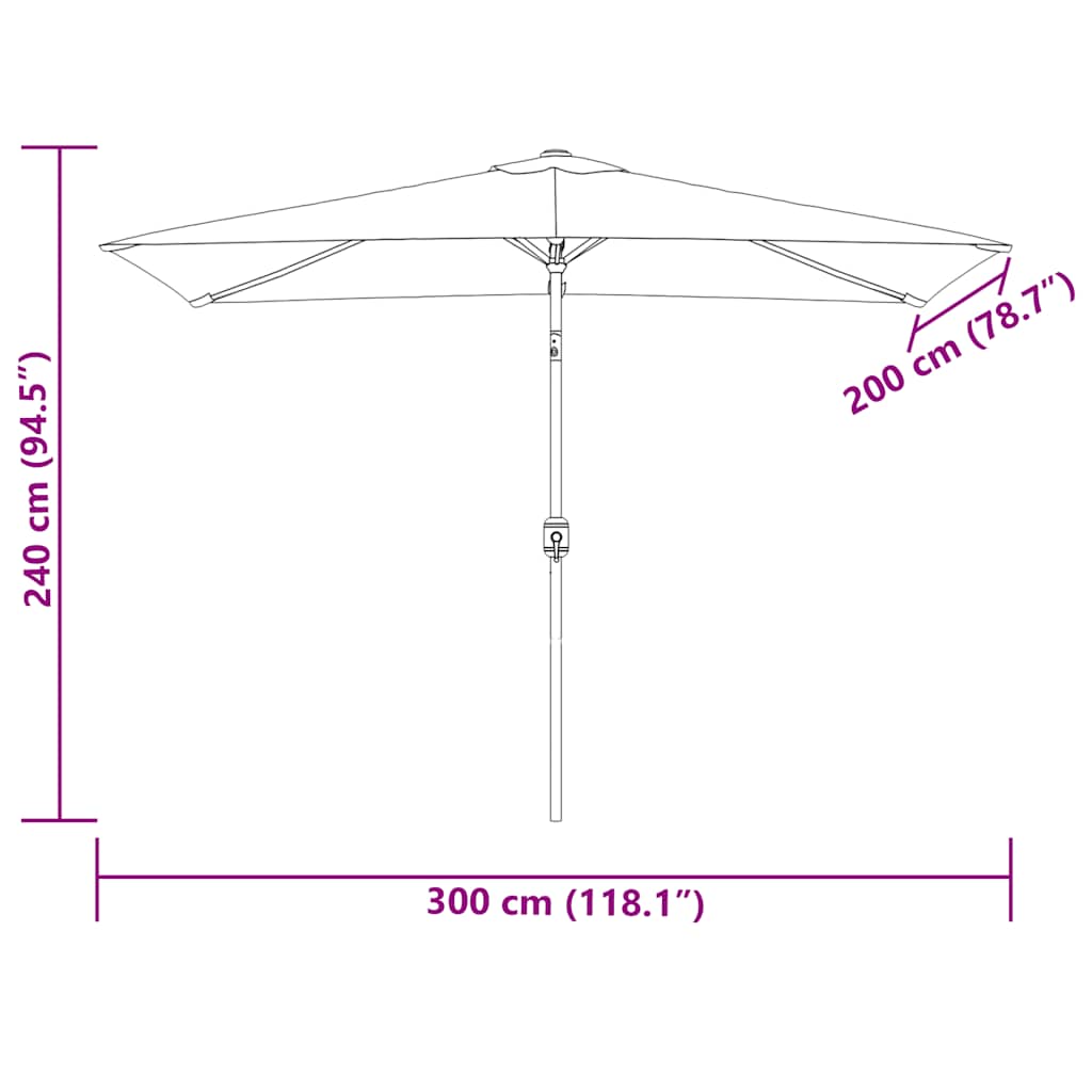 vidaXL Parasol | Green | Polyester, Steel | 200 x 300 cm | Foldable | Parasol