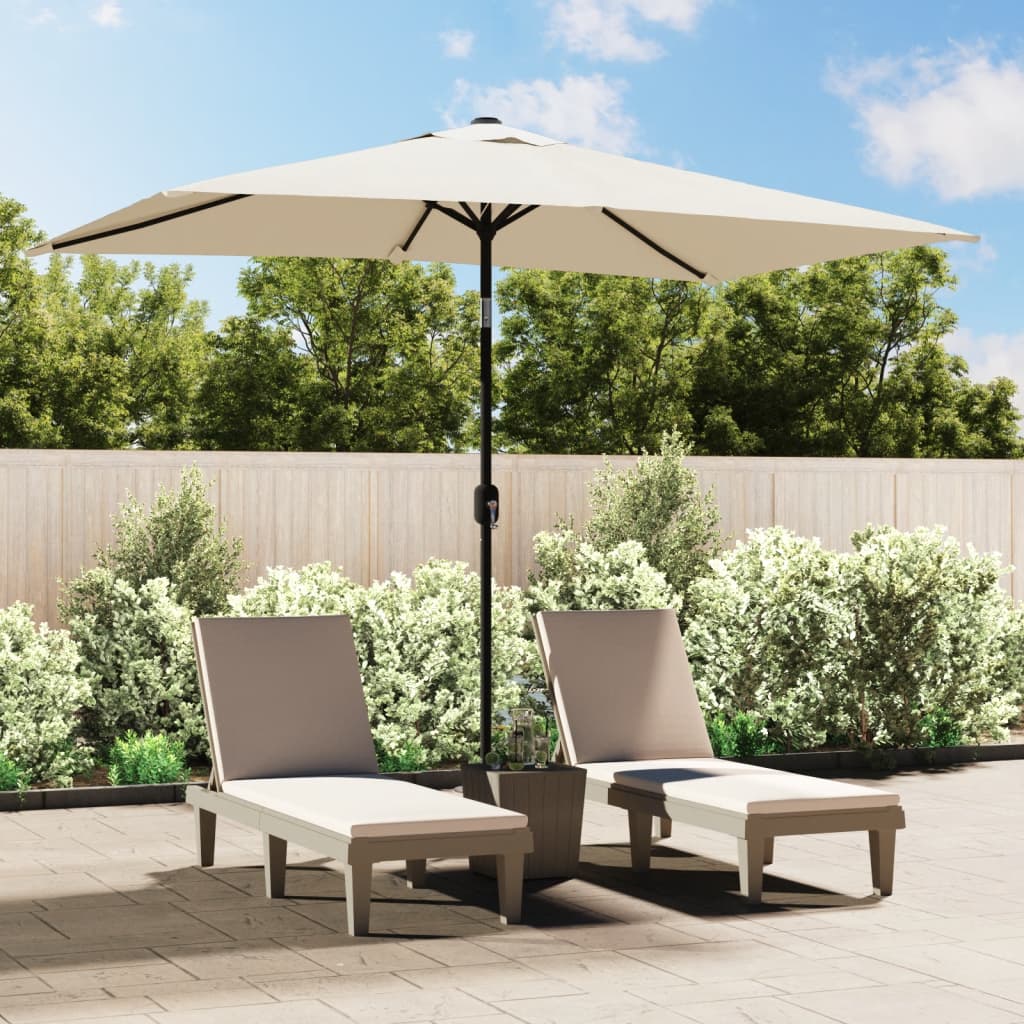 vidaXL Garden Parasol | Sand White | 100% Polyester, Steel | 200 x 300 cm