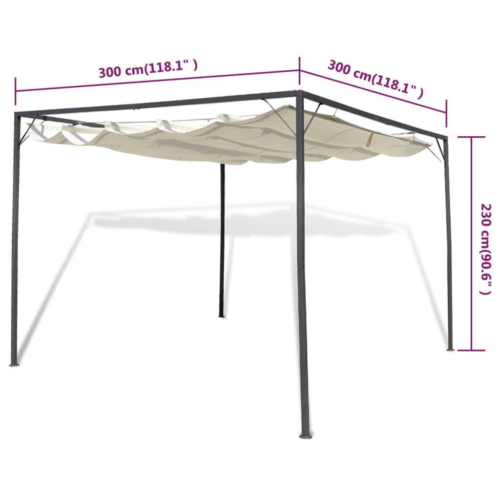 vidaXL Garden Gazebo | Beige | Sturdy Powder-coated Steel Frame | 3m x 3m