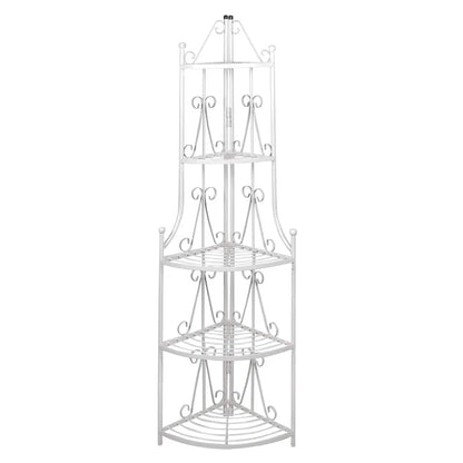 vidaXL Corner Plant Rack White
