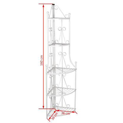 vidaXL Corner Plant Rack White