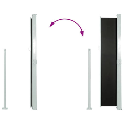 vidaXL Side Awning | Black | Steel | 160 x 300 cm | Retractable | Patio Awning