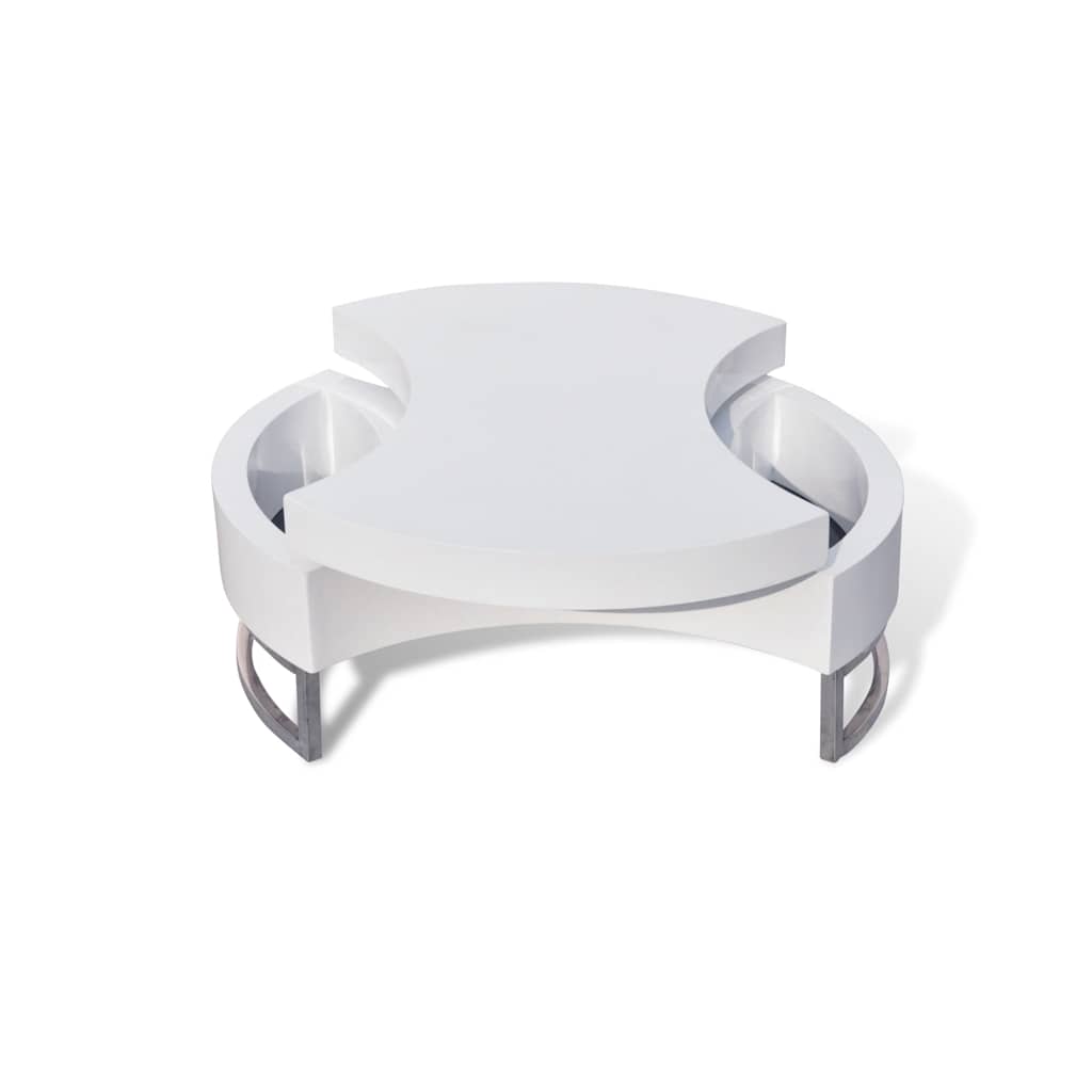 vidaXL Coffee Table Shape-Adjustable High Gloss White