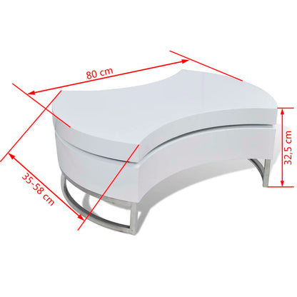 vidaXL Coffee Table Shape-adjustable High Gloss White