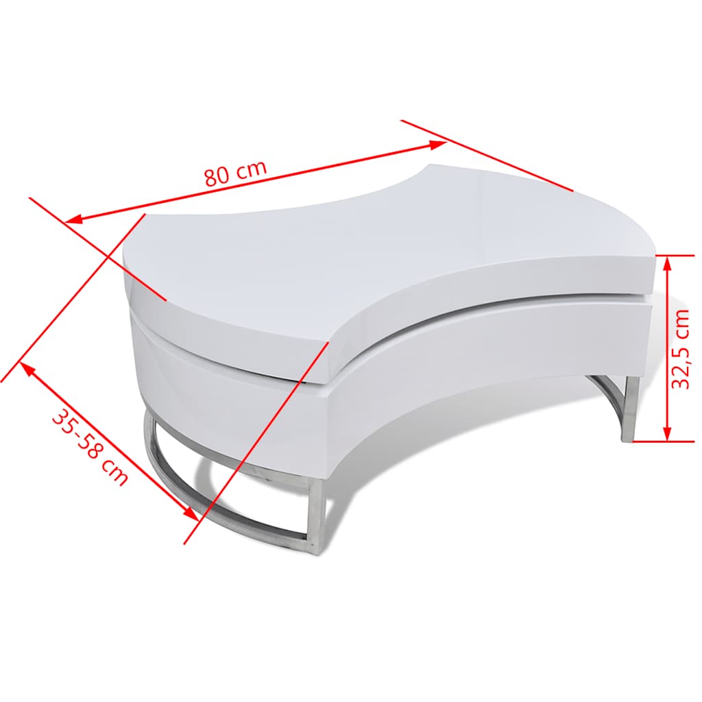 vidaXL Coffee Table Shape-Adjustable High Gloss White
