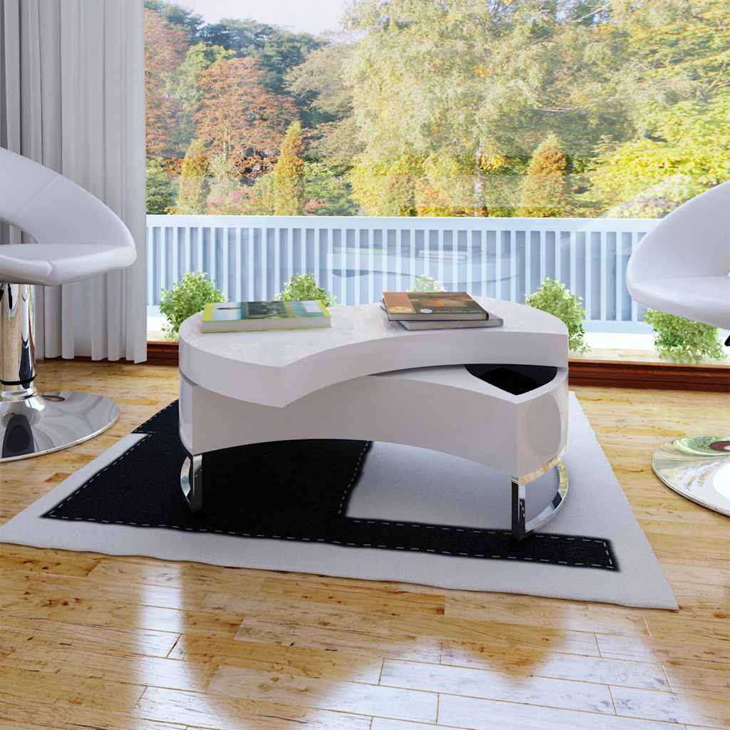 vidaXL Coffee Table Shape-Adjustable High Gloss White