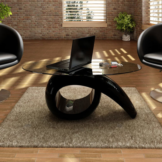 vidaXL Coffee Table | High gloss black | Toughened glass, fiberglass | Modern