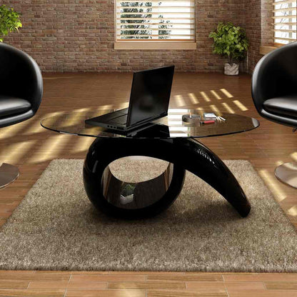 vidaXL Coffee Table with Oval Glass Top High Gloss Black