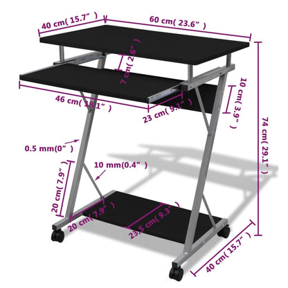 vidaXL Computer Desk | Black | Particle Board, Powder-Coated Steel | Compact
