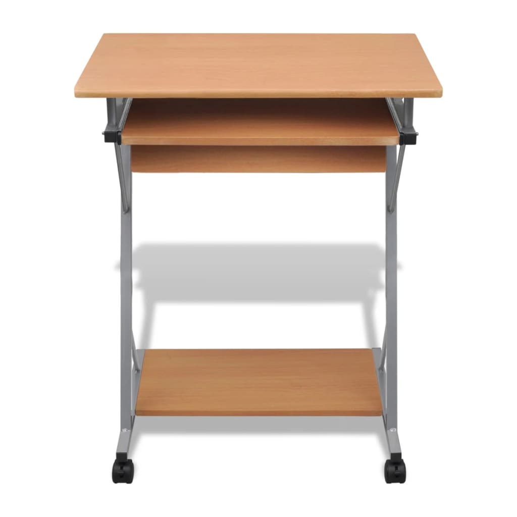 vidaXL Compact Computer Desk with Pull-out Keyboard Tray Brown