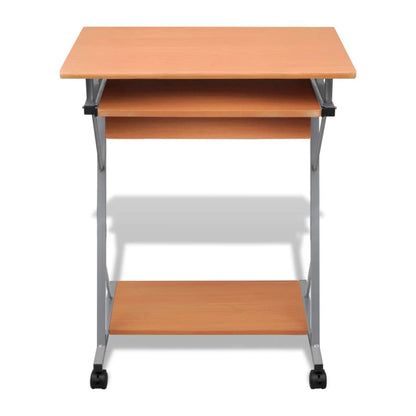 vidaXL Compact Computer Desk with Pull-out Keyboard Tray Brown