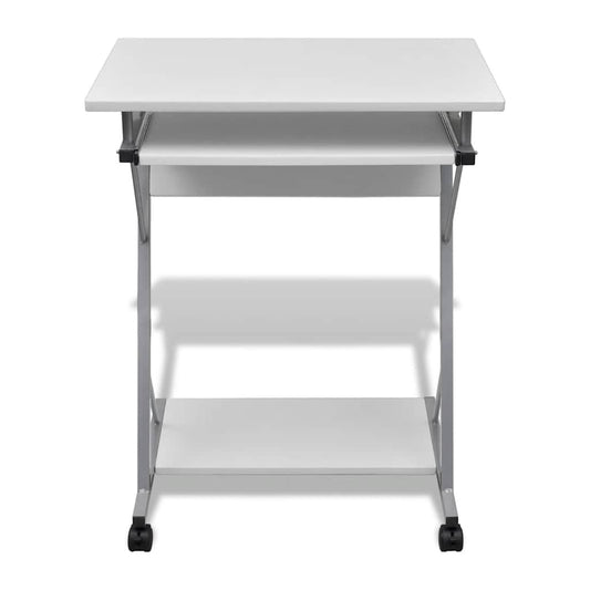 vidaXL Compact Computer Desk with Pull-out Keyboard Tray White