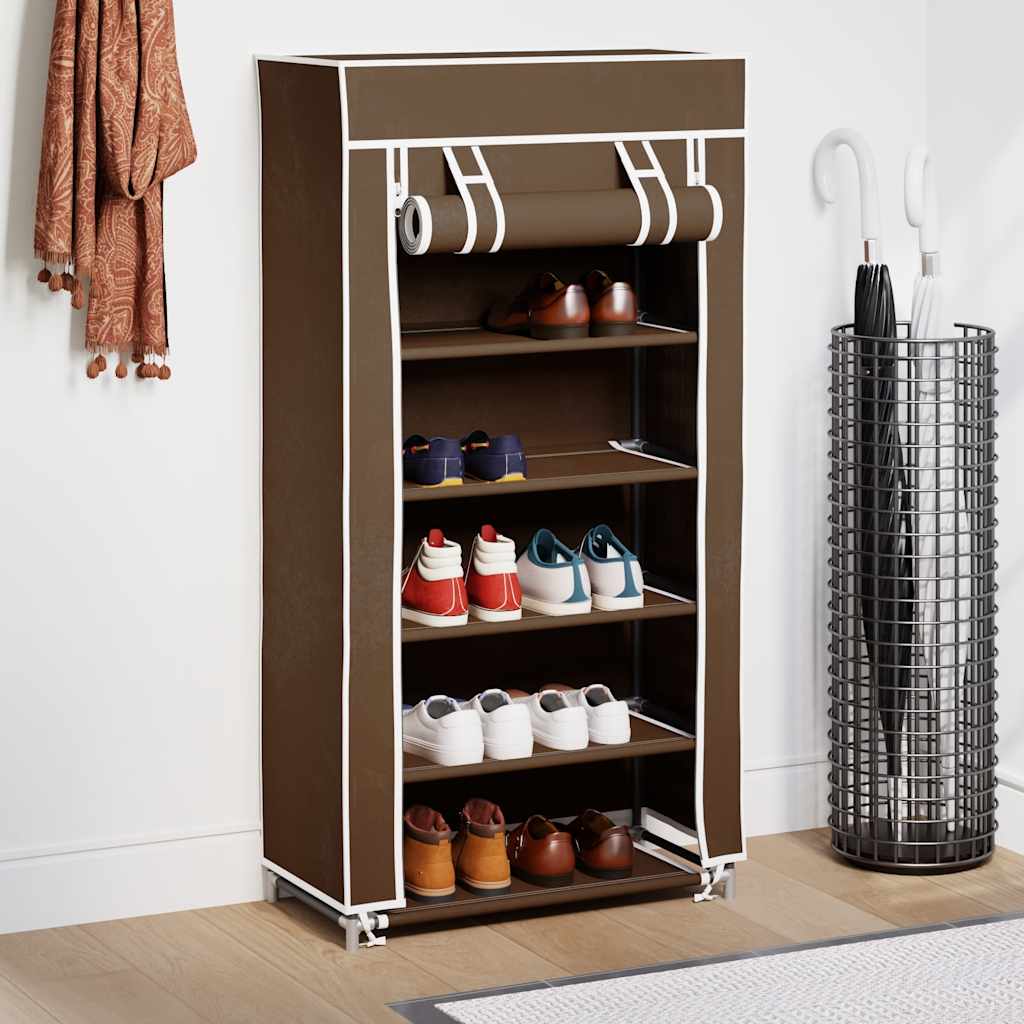vidaXL Fabric Shoe Cabinet with Cover 58 x 28 x 106 cm Brown
