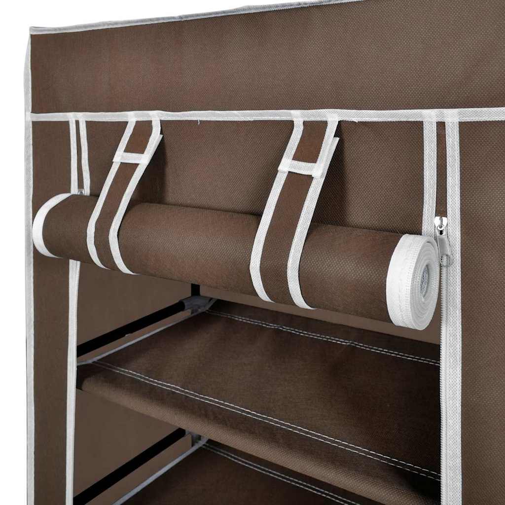 vidaXL Fabric Shoe Cabinet with Cover 58 x 28 x 106 cm Brown
