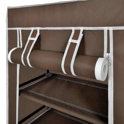 vidaXL Fabric Shoe Cabinet with Cover 58 x 28 x 106 cm Brown