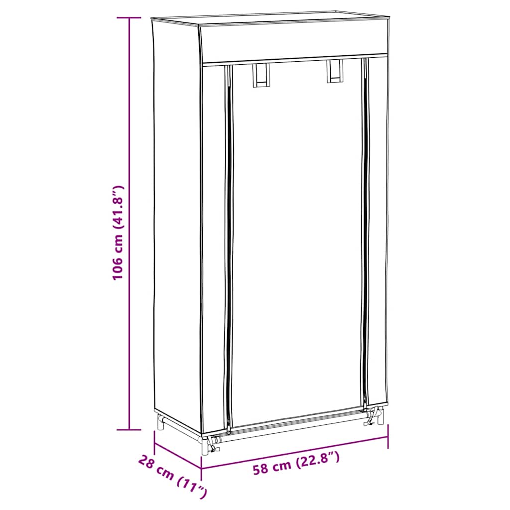 Fabric Shoe Cabinet with Cover 58 x 28 x 106 cm Brown