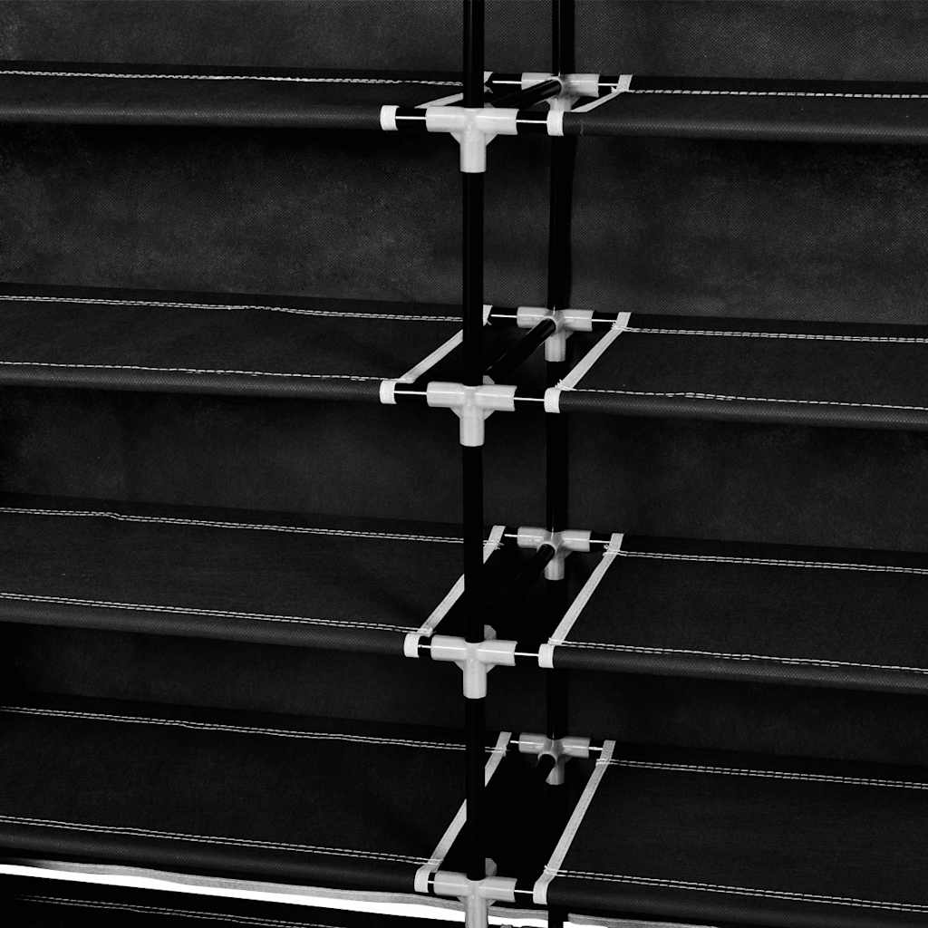 vidaXL Shoe Rack | Black | Powder-coated steel, Polyethylene fabric