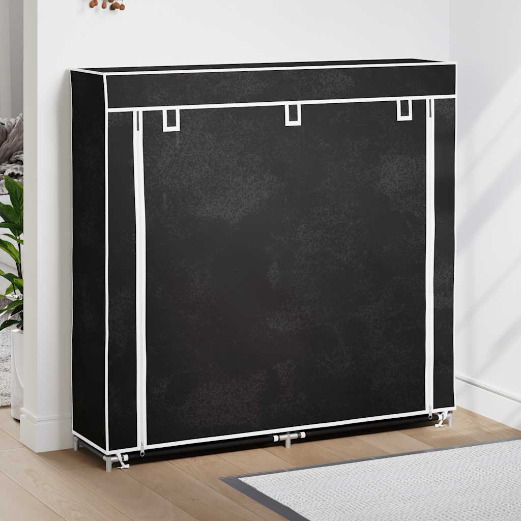 vidaXL Shoe Rack | Black | Powder-coated steel, Polyethylene fabric