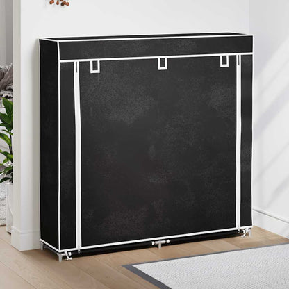 vidaXL Shoe Rack | Black | Powder-coated steel, Polyethylene fabric