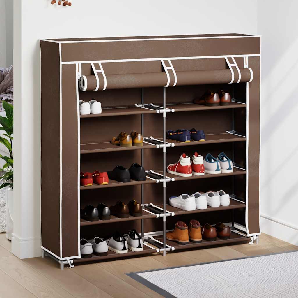 vidaXL Shoe Rack | Brown | Powder coated tubes | 115x28x110cm | Lightweight
