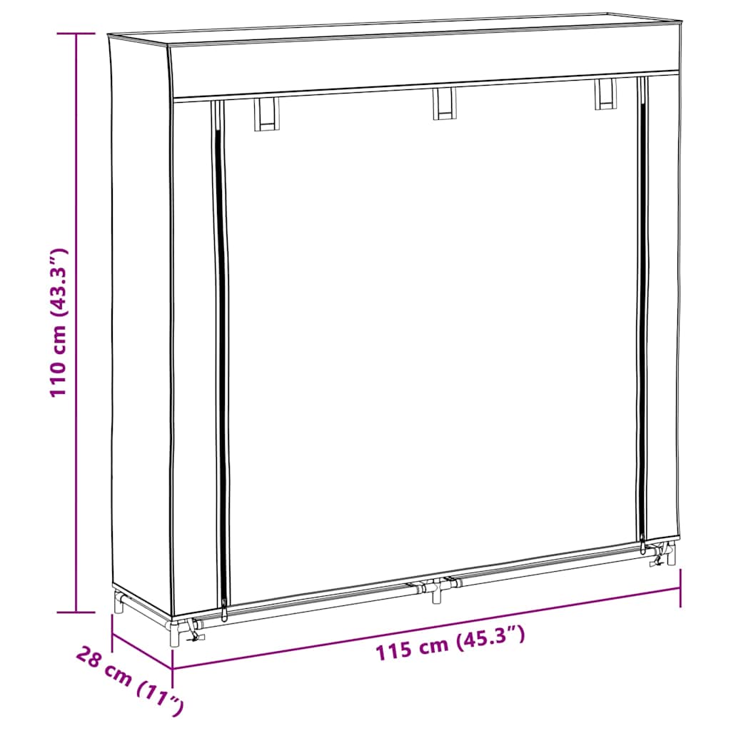vidaXL Fabric Shoe Cabinet with Cover 115 x 28 x 110 cm Brown